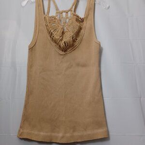 FREE PEOPLE THALIA CROCHET TIE NECK TANK TOP SIZE XS